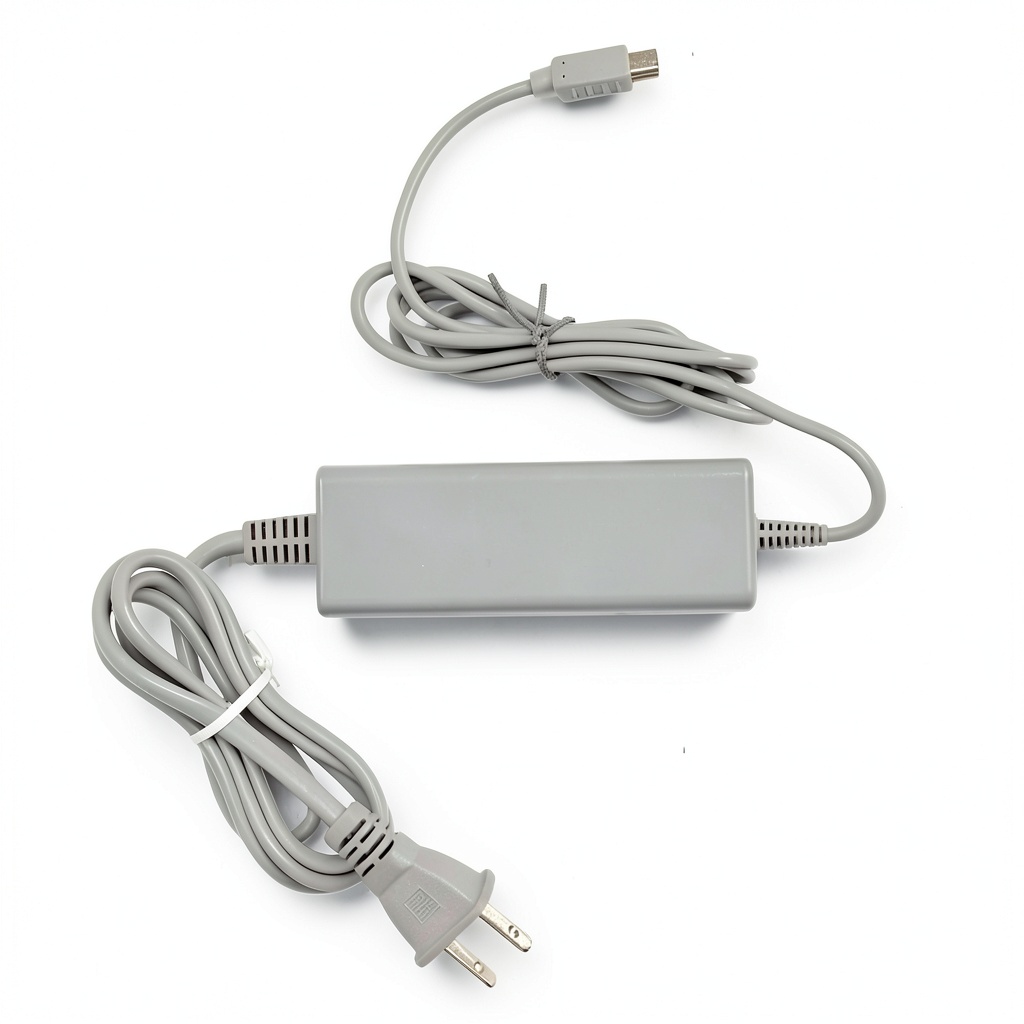 Wii U Gamepad AC Adapter connected to a wall outlet