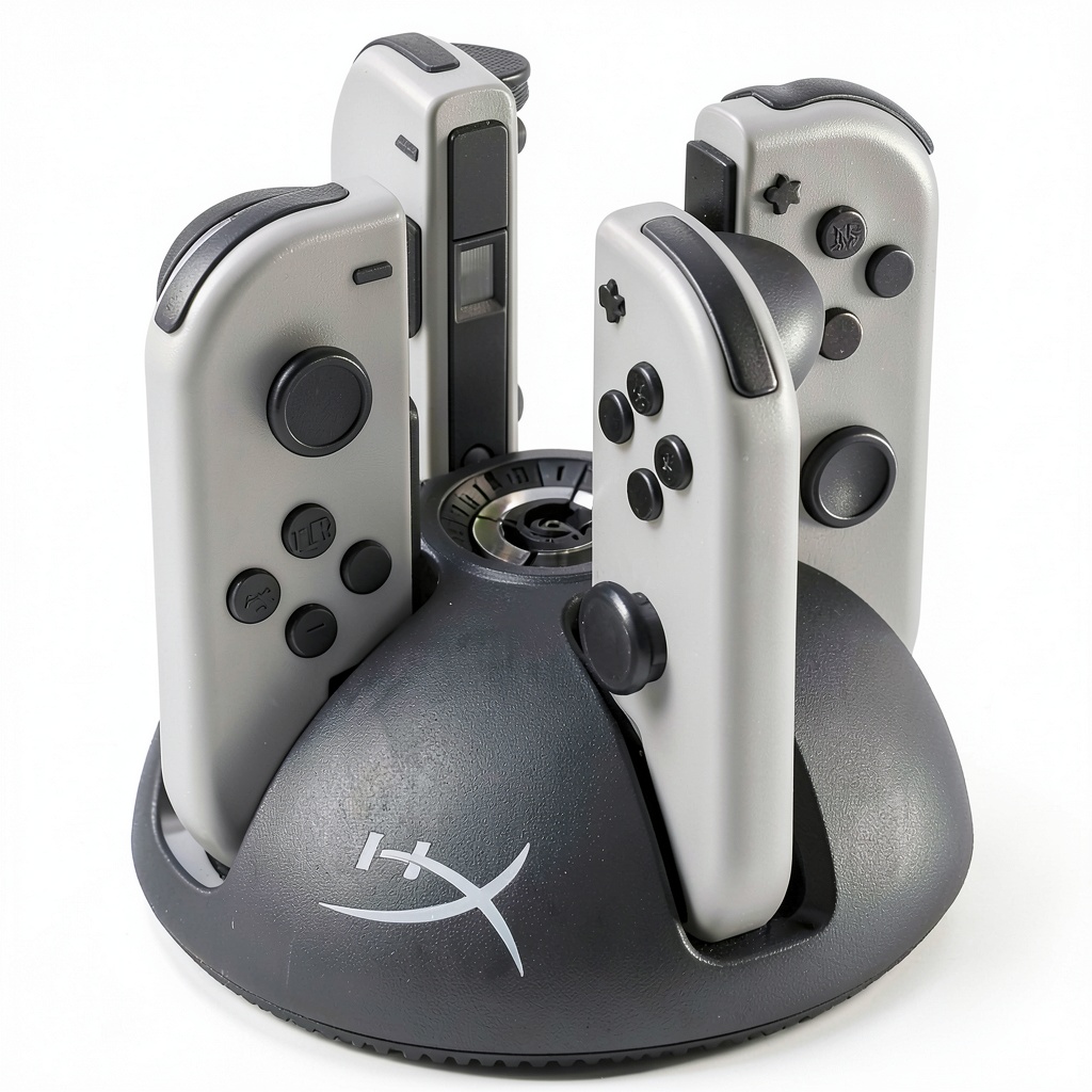 HyperX ChargePlay Quad Joy-Con Charger displaying four controllers charging