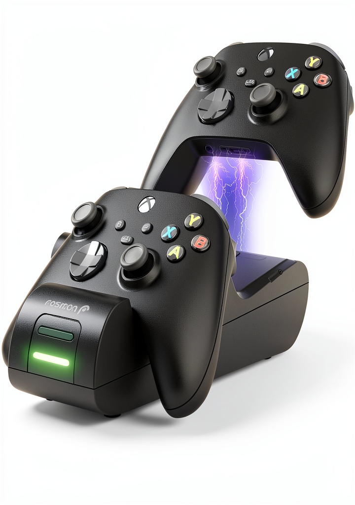Fosmon DUAL 2 MAX charging dock with Xbox controllers placed on it