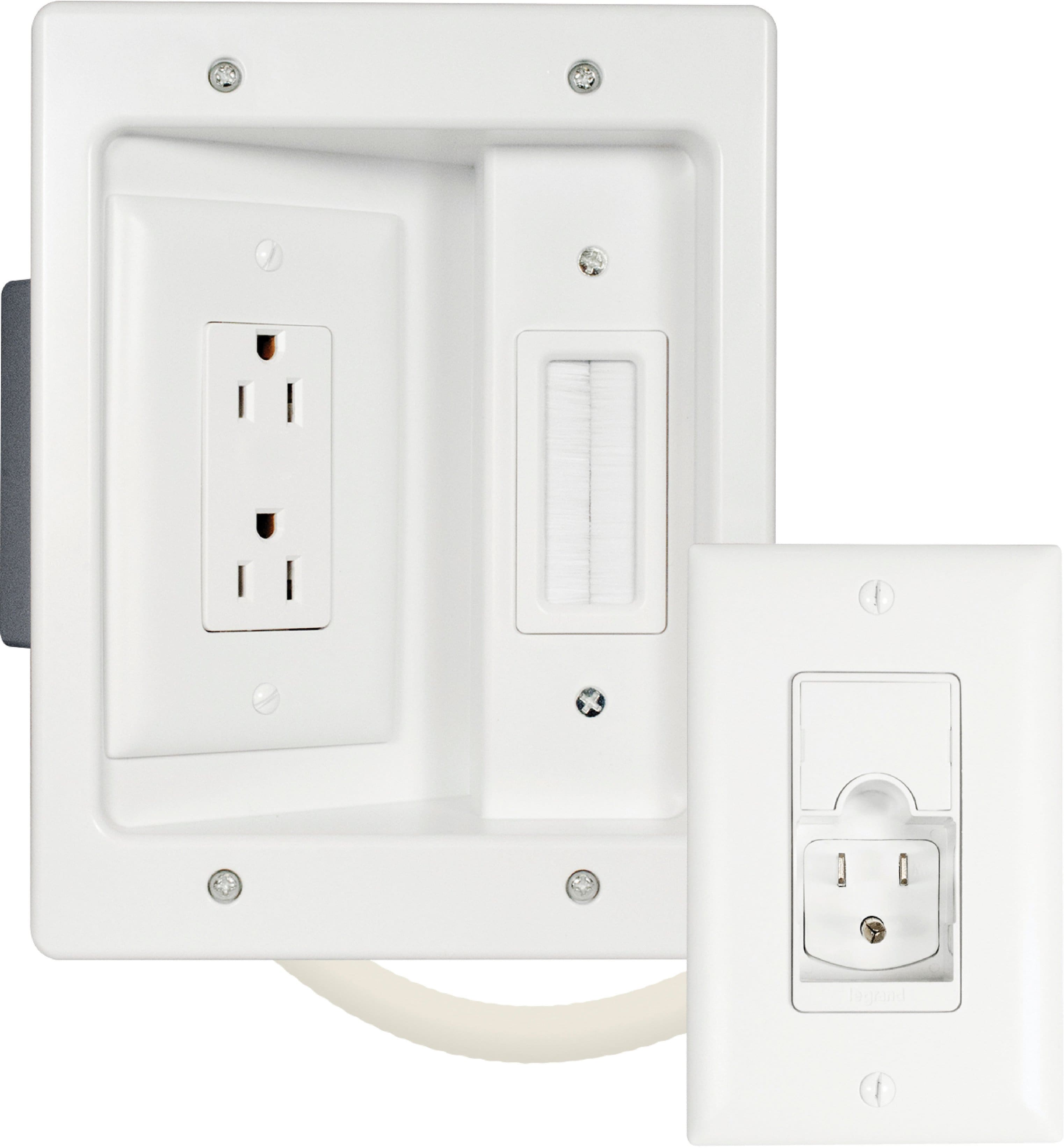 Pavo TV Power Kit installed behind a wall-mounted TV